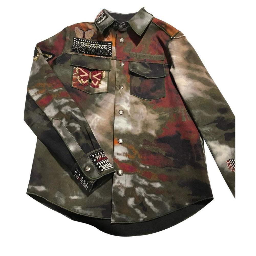 Valentino Tie-Dye Shirt with Butterfly Embellishments